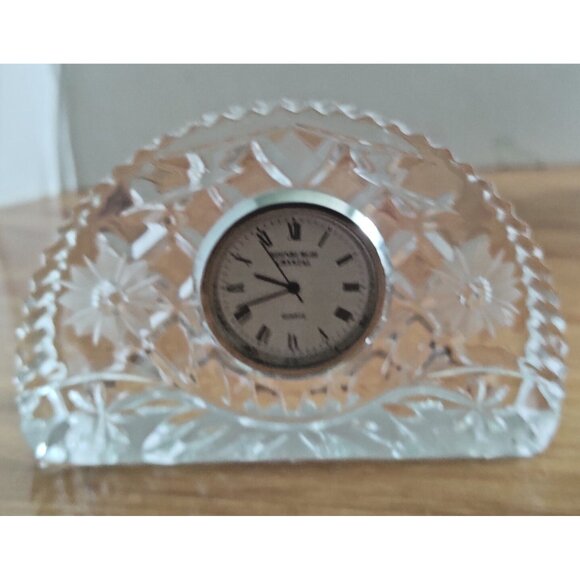 Vintage Edinburgh Crystal Quartz Clock Etched Floral 4" x 2 3/4" - Picture 9 of 9
